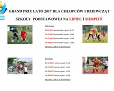 GRAND PRIX LATO 2017 DLA CHŁOPCÓW I DZIEWCZĄT  SZKOŁY  PODSTAWOWEJ NA LIPIEC I SIERPIEŃ