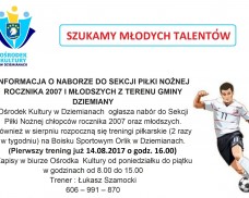 NABÓR DO SEKCJI PIŁKI NOŻNEJ ROCZNIKA 2007 I MŁODSZYCH Z TERENU GMINY DZIEMIANY