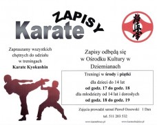 OŚRODEK KULTURY W DZIEMIANACH ZAPRASZA NA ZAJĘCIA KARATE