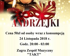 OŚRODEK KULTURY W DZIEMIANACH ZAPRASZA NA ZABAWĘ ANDRZEJKOWĄ – UWAGA BRAK WOLNYCH MIEJSC