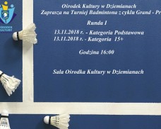 Ośrodek Kultury w Dziemianach zaprasza na zawody w Badmintona