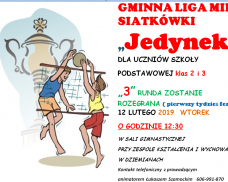 GMINNA LIGA MINI SIATKÓWKI „Jedynek” DLA UCZNIÓW SZKOŁY PODSTAWOWEJ klas 2 i 3