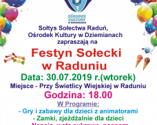 Sołtys Sołectwa Raduń oraz Ośrodek Kultury w Dziemianach zapraszają na Festyn Sołecki