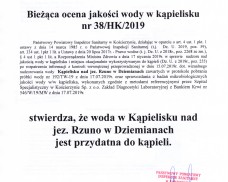 BIEŻĄCA OCENA JAKOŚCI WODY W KĄPIELISKU NAD JEZIOREM RZUNO W DZIEMIANACH