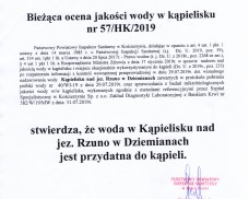 BIEŻĄCA OCENA JAKOŚCI WODY W KĄPIELISKU NAD JEZIOREM RZUNO W DZIEMIANACH