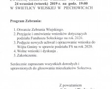 Zaproszenie na zebranie sołeckie w Piechowicach