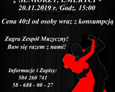 OŚRODEK KULTURY W DZIEMIANACH WRAZ Z KOŁEM EMERYTÓW I RENCISTÓW ZAPRASZAJĄ NA ANDRZEJKOWY BAL EMERYTA
