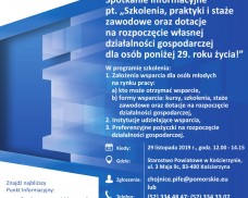 Spotkanie informacyjne pt.”Szkolenia, praktyki i staże zawodowe oraz dotacje na rozpoczęcie własnej działalności gospodarczej dla osób poniżej 29. roku życia”