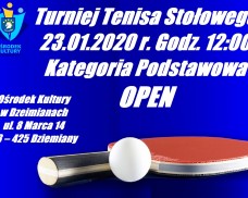 Ośrodek Kultury w Dziemianach zaprasza na Otwarty Turniej Tenisa Stołowego kat. Podstawowa