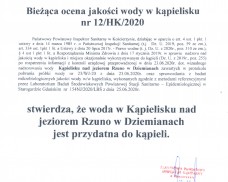 BIEŻĄCA OCENA JAKOŚCI WODY W KĄPIELISKU NAD JEZIOREM RZUNO W DZIEMIANACH