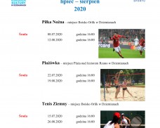 Letnie   Turnieje   Sportowe    kategoria kl. VII, VIII i szkoła średnia  dziewczęta i chłopcy lipiec – sierpień 2020