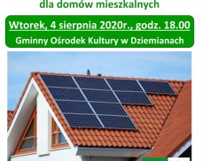 Wójt Gminy Dziemiany oraz Grupa GlobalECO serdecznie zapraszają na spotkanie informacyjne dotyczące dotacji i ulg w 2020 roku, na instalacje fotowoltaiczne