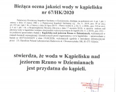 BIEŻĄCA OCENA JAKOŚCI WODY W KĄPIELISKU NAD JEZIOREM RZUNO W DZIEMIANACH