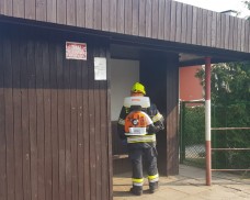 Dezynfekcja przed Dożynkami w miejscowości Trzebuń